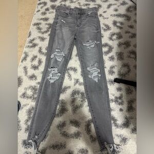 American Eagle Outfitters Ripped Gray Skinny Jeans